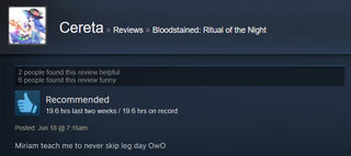 Illustration for article titled Bloodstained: Ritual Of The Night, As Told By Steam Reviews